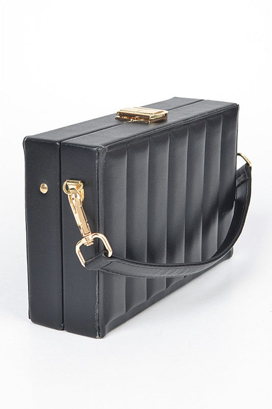 Embossed Box Top Handle Clutch Bag