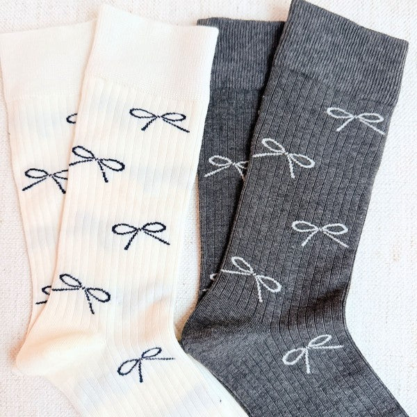 Bow Minimalist Socks Set Of 2